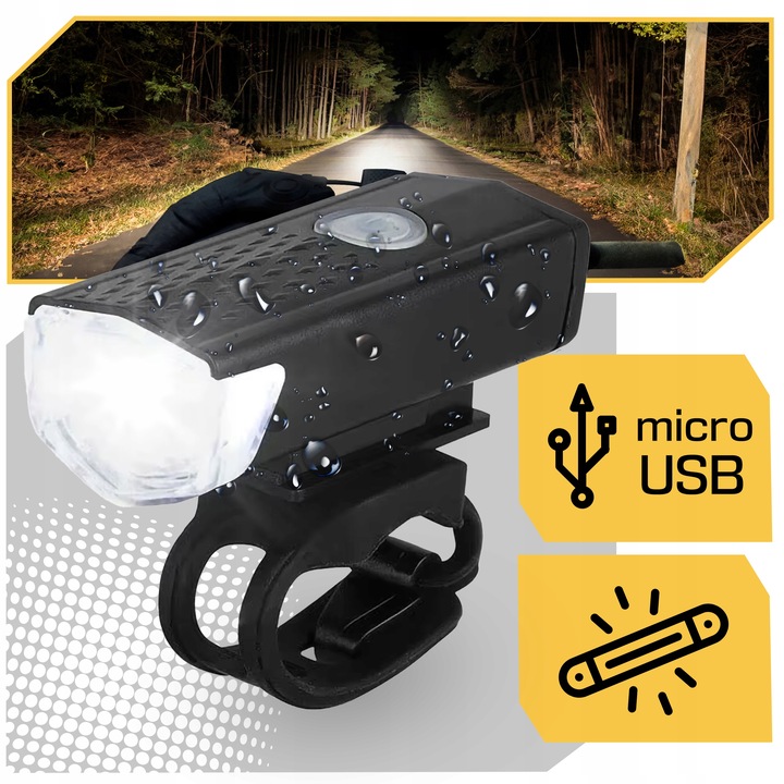 LAMPKA ROWEROWA MOCNE OŚWIETLENIE PRZÓD TYŁ LED USB WODOODPORNE NA ROWER Marka Lewer